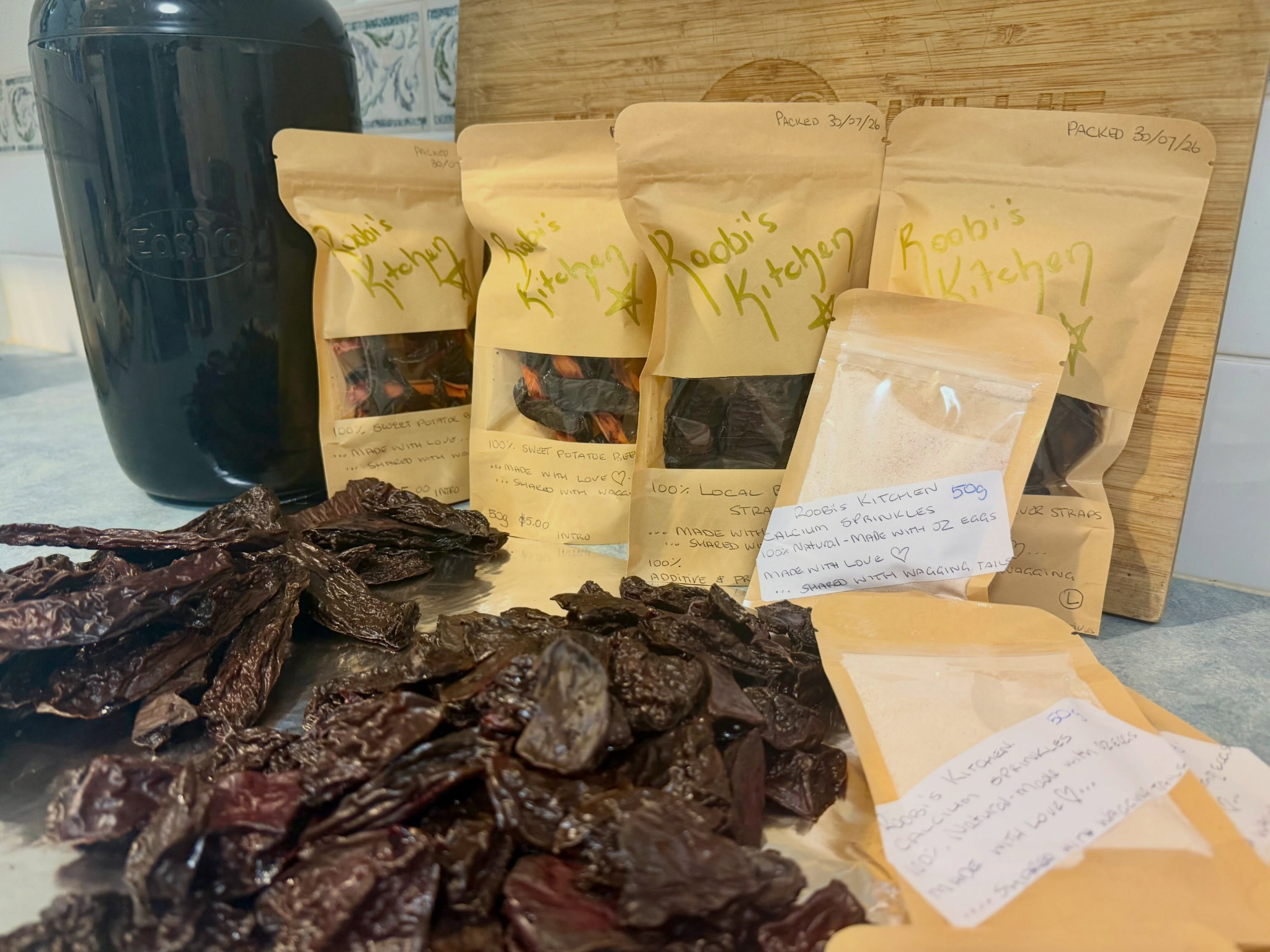 Hand-packed dog treats from Roobi's Kitchen